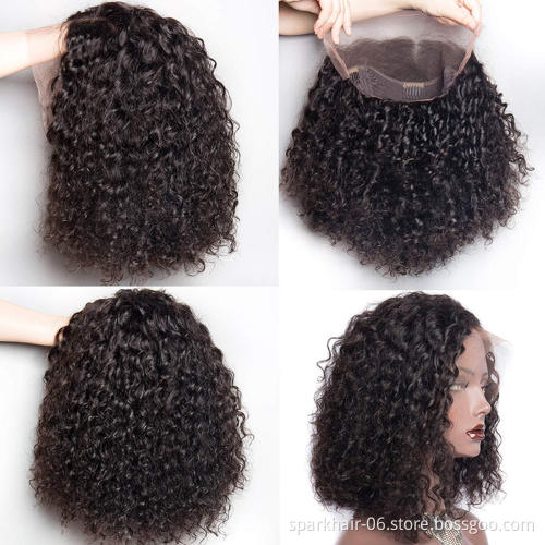 Hair Factory Wholesale Cheap Natural Color Brazilian 13*6 Lace Frontal Wigs For Black Women Curly Human Hair Short Wigs